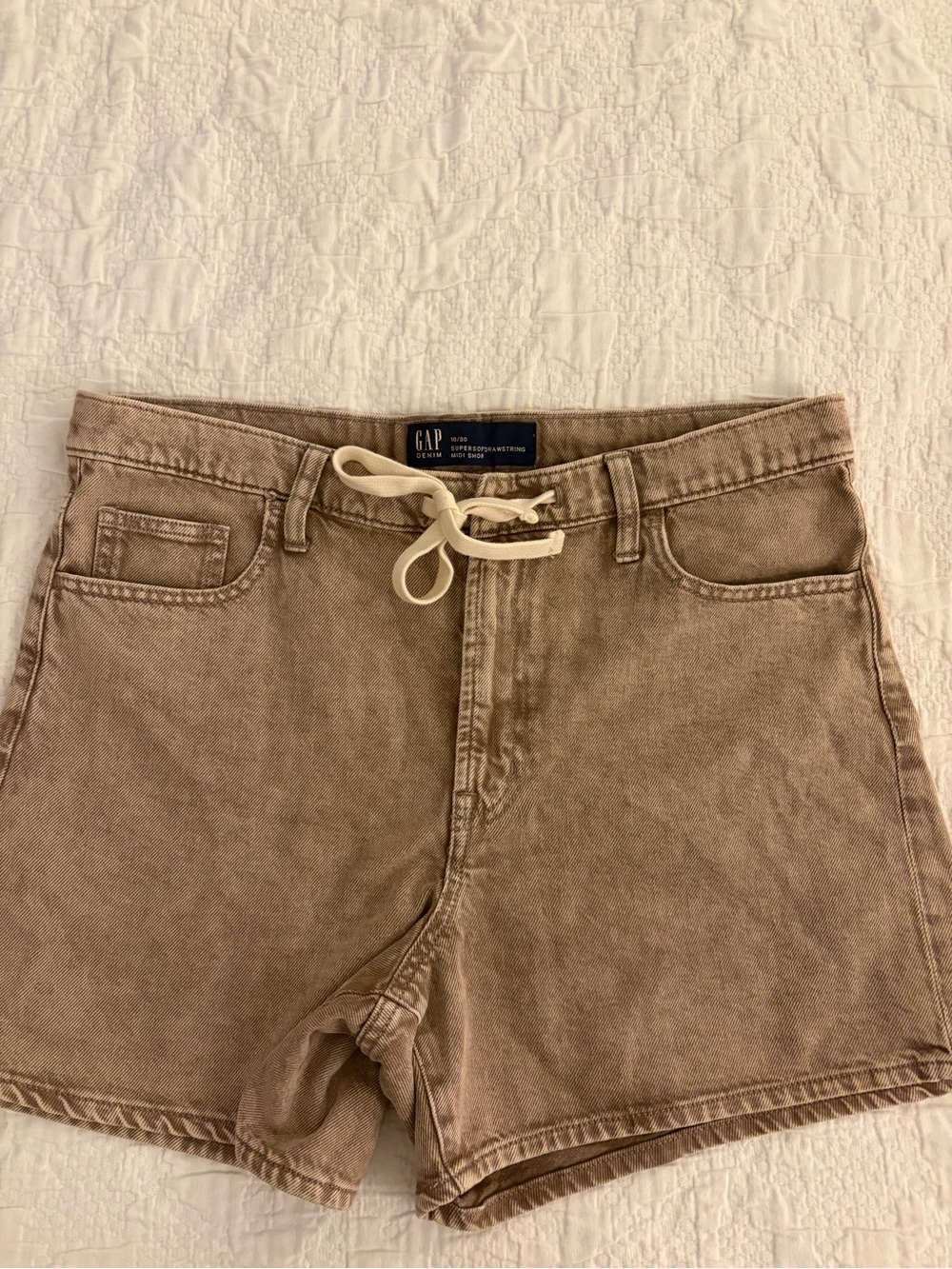 GAP Women's Tan Denim Drawstring Jean Shorts
